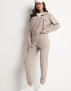 defox Set de trening bej Bluză cu fermoar și Pantaloni slim stil utility Telavienna