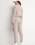 defox Set de trening bej Bluză cu fermoar și Pantaloni slim stil utility Telavienna
