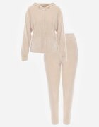 defox Set de Trening Bej deschis din Velur cu Bluză și Pantaloni Ariliv