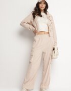 defox Set de Trening Bej deschis Stil cargo Bluză cu guler înalt și Pantaloni Largi Arritarra