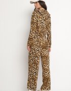 defox Set de trening maro deschis cu imprimeu leopard Bluză cu glugă și Pantaloni largi Virhiris
