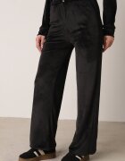 defox Set de trening Negru de catifea cu Bluză scurtă și Pantaloni largi Arilei