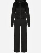 defox Set de trening Negru de catifea cu Bluză scurtă și Pantaloni largi Arilei