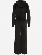 defox Set de trening Negru de catifea cu Bluză scurtă și Pantaloni largi Arilei
