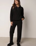 defox Set de trening Negru din polar 2 piese cu Bluză și Pantaloni Largi Aldonor