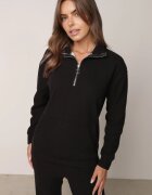 defox Set de trening Negru din polar 2 piese cu Bluză și Pantaloni Largi Aldonor