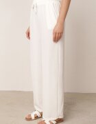 defox Set de vară bogat în vâscoză bluză oversize cu broderie și pantaloni Abis Alb