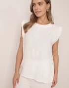defox Set de vară bogat în vâscoză bluză oversize cu broderie și pantaloni Abis Alb