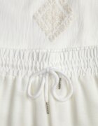 defox Set de vară bogat în vâscoză bluză oversize cu broderie și pantaloni Abis Alb