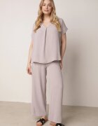defox Set Gri deschis din Viscoză Tricou cu Mânecă Scurtă și Pantaloni Largi cu Elastic cu Buzunare Efraline
