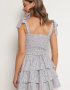defox Set Mov floral Top elastic cu șireturi și Fustă cloș Natilana