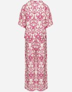 defox Set Roz din Viscoză cu Model Ornamental Cămașă și Pantaloni Evialirae