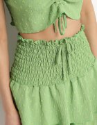 defox Set Verde deschis din Țesătură Texturată Fustă-Pantaloni scurți și Bluză Carmen Sariloria
