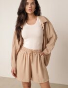 defox Short casual de vară cu talie înaltă cu conținut ridicat de vâscoză Agarione Bej