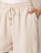 defox Short casual de vară cu talie înaltă cu conținut ridicat de vâscoză Agarione Bej deschis