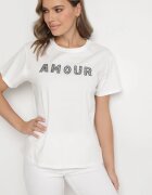 defox T-shirt alb din bumbac decorat cu inscripție brodată cu paiete Marisiana