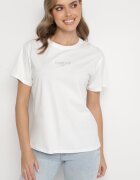 defox T-shirt Alb din Bumbac Decorat cu Inscripție Marivorra