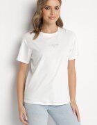 defox T-shirt Alb din Bumbac Decorat cu Inscripție Marivorra
