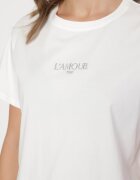 defox T-shirt Alb din Bumbac Decorat cu Inscripție Marivorra
