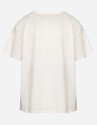 defox T-shirt Alb din Bumbac Decorat cu Inscripție Marivorra