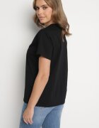 defox T-shirt negru din bumbac decorat cu inscripție brodată cu paiete Marisiana