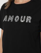 defox T-shirt negru din bumbac decorat cu inscripție brodată cu paiete Marisiana