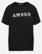 defox T-shirt negru din bumbac decorat cu inscripție brodată cu paiete Marisiana