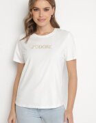 defox Tricou Alb De Bumbac Decorat Cu Inscripție Nalaviraen