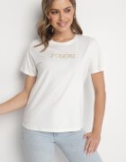 defox Tricou Alb De Bumbac Decorat Cu Inscripție Nalaviraen