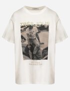 defox Tricou Alb din Bumbac Decorat cu Imprimeu și Sclipici Marionel