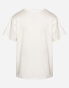 defox Tricou Alb din Bumbac Decorat cu Imprimeu și Sclipici Marionel