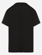 defox Tricou negru de bumbac cu imprimeu și perle Nalinor