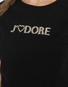 defox Tricou Negru de Bumbac Decorat cu Inscripția Nalaviraen