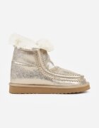 diamantique Ghete de zăpadă aurii slip-on cu blană și luciu metalic Vetirena