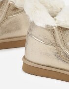 diamantique Ghete de zăpadă aurii slip-on cu blană și luciu metalic Vetirena