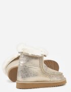 diamantique Ghete de zăpadă aurii slip-on cu blană și luciu metalic Vetirena