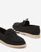 doremi Pantofi Negri cu slip-on stil Loafers cu fundă Mariness