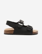 doremi Sandale Negre din Imitație de Velur cu Bretele cu Catarame cu Închidere Velcro Ballinea