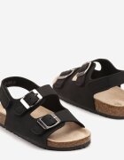 doremi Sandale Negre din Imitație de Velur cu Bretele cu Catarame cu Închidere Velcro Ballinea