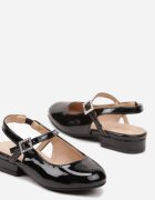 doremi Sandale Negre Lăcuite cu Cataramă Decorativă Larggia