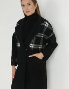 e-women Palton Negru Scurt în carouri Florenta