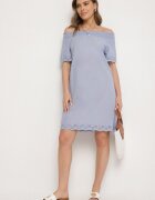 Eight2Nine Rochie albastru deschis din bumbac spaniolă cu decorațiuni ajurate Filissa