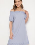 Eight2Nine Rochie albastru deschis din bumbac spaniolă cu decorațiuni ajurate Filissa