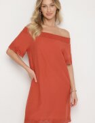 Eight2Nine Rochie Portocalie Din Bumbac Spaniolă Cu Decorațiuni Ajurate Filissa