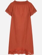 Eight2Nine Rochie Portocalie Din Bumbac Spaniolă Cu Decorațiuni Ajurate Filissa