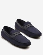 elong Pantofi jos bleumarin în stil mocasini cu curea decorativ decupată Erildwen