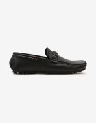 elong Pantofi Mocasini Negre cu Cusături Decorative și Aplicație Wismea