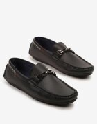 elong Pantofi Mocasini Negre cu Cusături Decorative și Aplicație Wismea