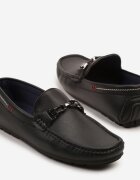 elong Pantofi Mocasini Negre cu Cusături Decorative și Aplicație Wismea