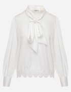elsa.m by may Bluză Albă cu broderie ajurată și legătură la decolteu Halawena